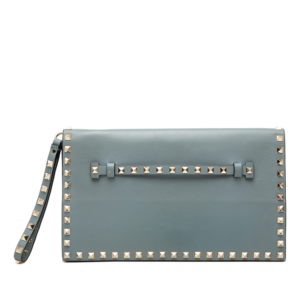 Pre-Loved Valentino Leather Rockstud Flap Clutch